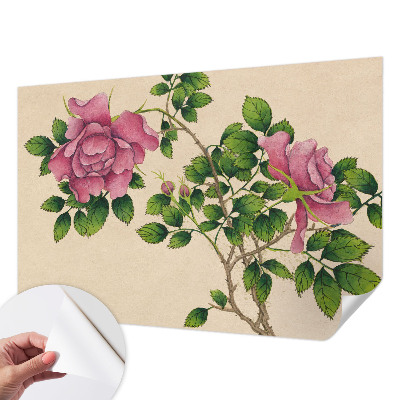 Mural de pared con estampado hermoso rosas románticas