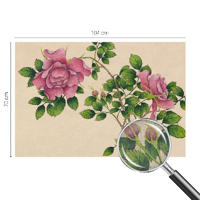 Mural de pared con estampado hermoso rosas románticas