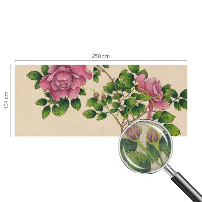 Mural de pared con estampado hermoso rosas románticas