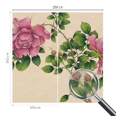 Mural de pared con estampado hermoso rosas románticas