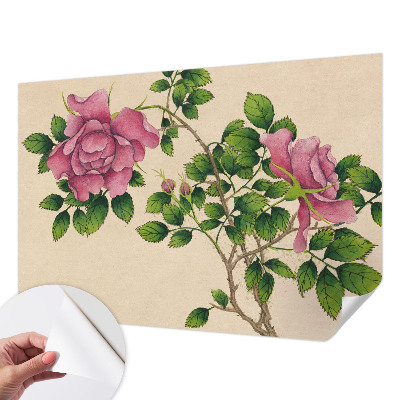 Mural de pared con estampado hermoso rosas románticas