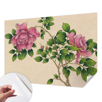 Mural de pared con estampado hermoso rosas románticas