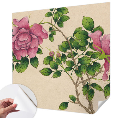 Mural de pared con estampado hermoso rosas románticas