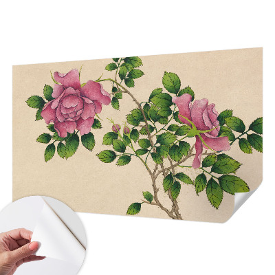 Mural de pared con estampado hermoso rosas románticas