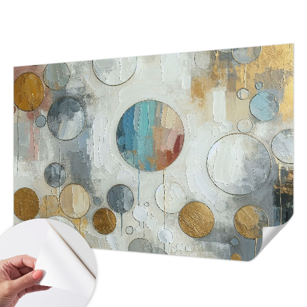 Papel mural texturado decorativo con estampado de círculos geométricos
