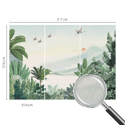 Mural de pared con estampado hermoso oasis tropical