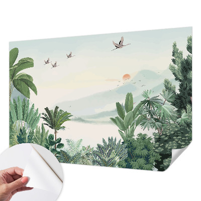 Mural de pared con estampado hermoso oasis tropical