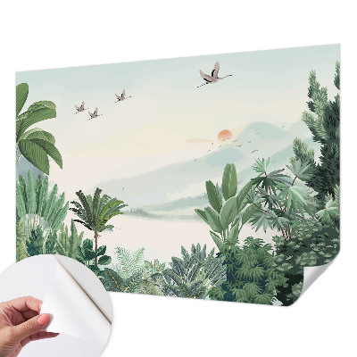 Mural de pared con estampado hermoso oasis tropical