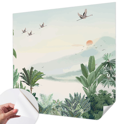 Mural de pared con estampado hermoso oasis tropical