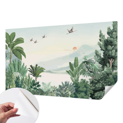 Mural de pared con estampado hermoso oasis tropical
