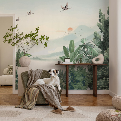 Mural de pared con estampado hermoso oasis tropical