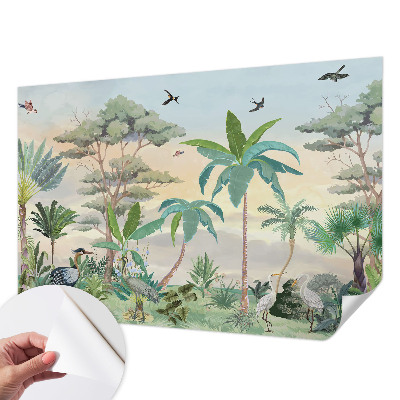 Papel mural texturado decorativo con motivo de flora exótica