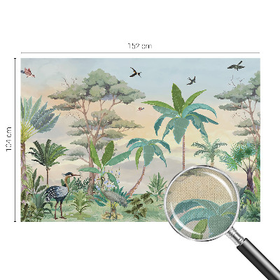 Papel mural texturado decorativo con motivo de flora exótica