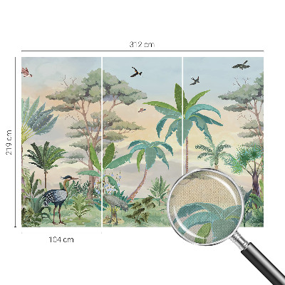 Papel mural texturado decorativo con motivo de flora exótica