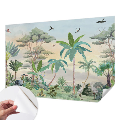 Papel mural texturado decorativo con motivo de flora exótica