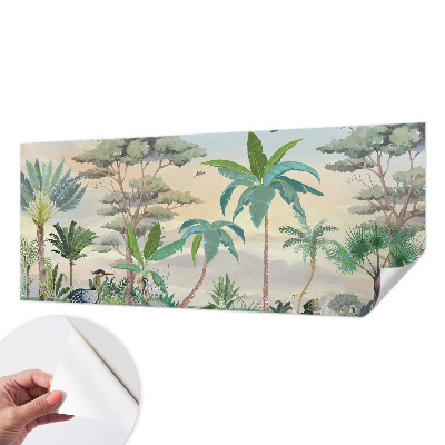 Papel mural texturado decorativo con motivo de flora exótica