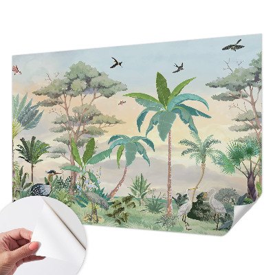 Papel mural texturado decorativo con motivo de flora exótica
