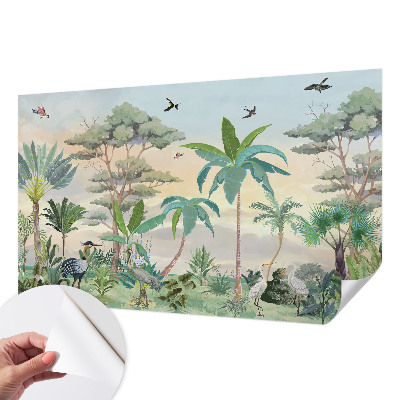 Papel mural texturado decorativo con motivo de flora exótica