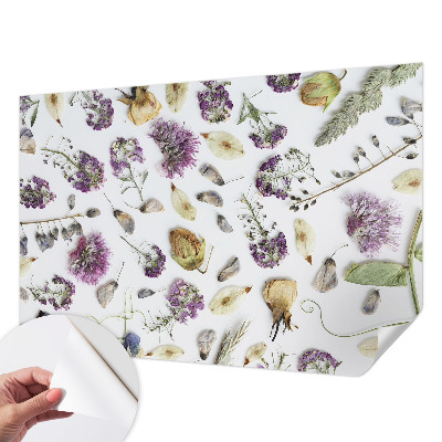 Papel mural texturado decorativo con diseño de flores secas