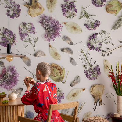 Papel mural texturado decorativo Flores secas