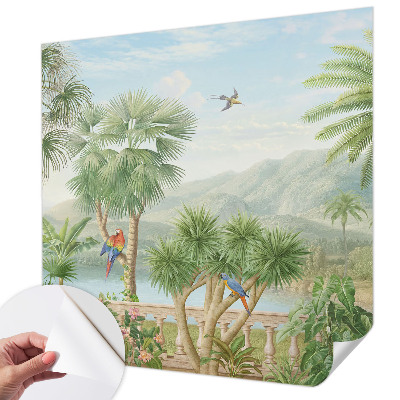 Fotomural decorativo para cabecero de cama con un paisaje exótico