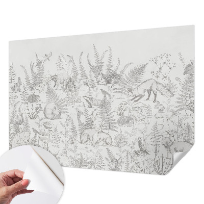 Mural de pared con estampado hermoso Animales del bosque
