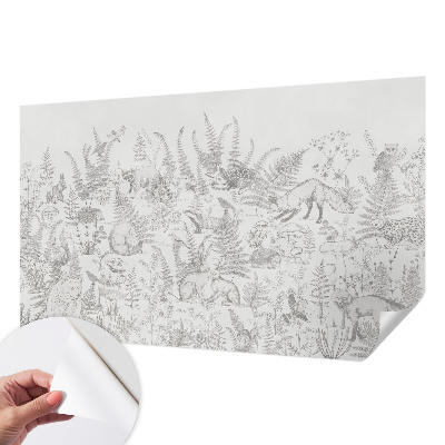 Mural de pared con estampado hermoso Animales del bosque