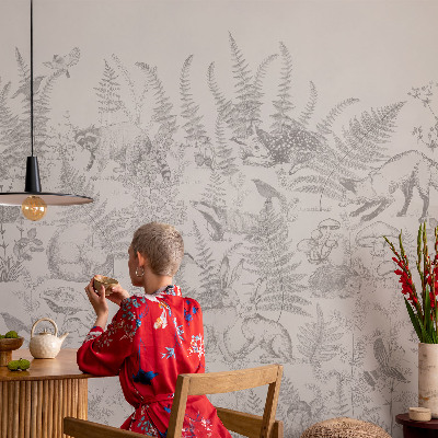 Mural de pared con estampado hermoso Animales del bosque