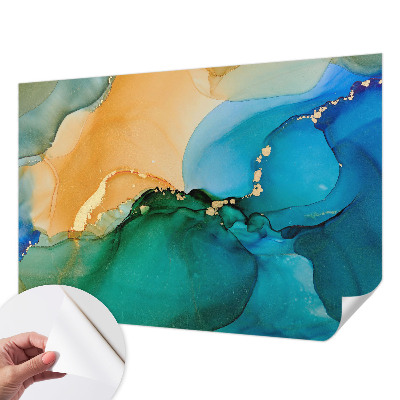 Fotomural decorativo para cabecero de cama con un diseño de olas coloridas