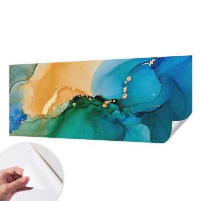 Fotomural decorativo para cabecero de cama con un diseño de olas coloridas