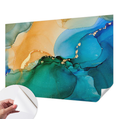 Fotomural decorativo para cabecero de cama con un diseño de olas coloridas