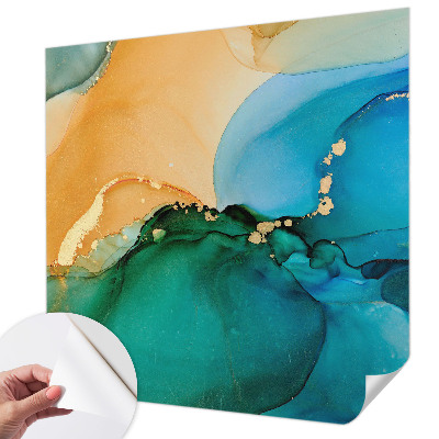 Fotomural decorativo para cabecero de cama con un diseño de olas coloridas
