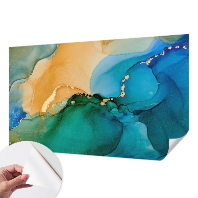 Fotomural decorativo para cabecero de cama con un diseño de olas coloridas