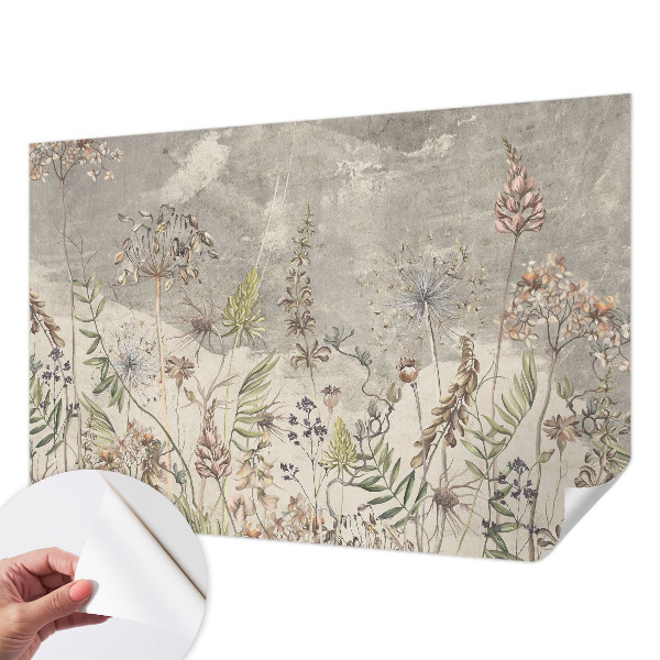 Papel mural con patrón decorativo con motivo de plantas silvestres