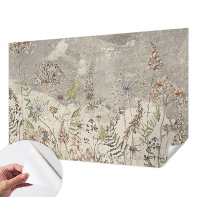 Papel mural con patrón decorativo con motivo de plantas silvestres
