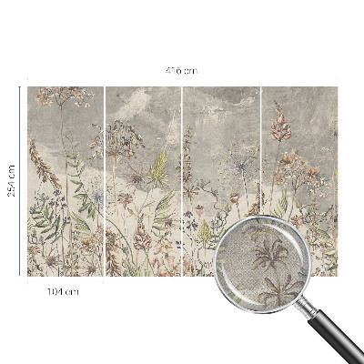 Papel mural con patrón decorativo plantas silvestres