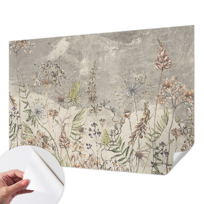 Papel mural con patrón decorativo plantas silvestres