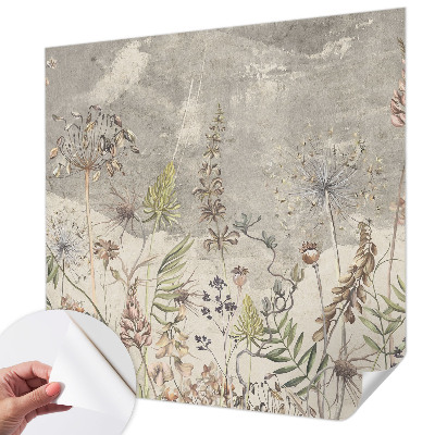 Papel mural con patrón decorativo plantas silvestres