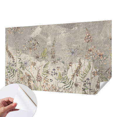 Papel mural con patrón decorativo plantas silvestres
