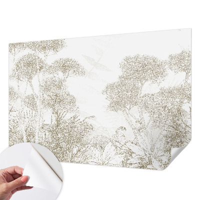 Mural de pared con estampado hermoso con motivo de vegetación tropical