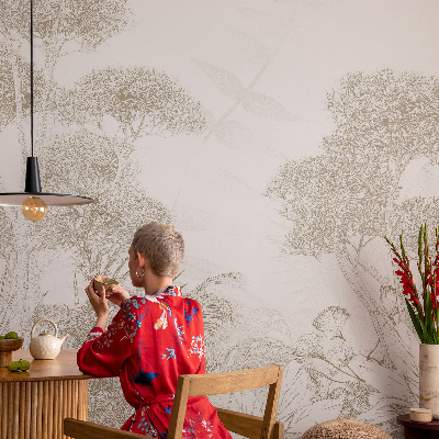 Mural de pared con estampado hermoso Vegetación tropical