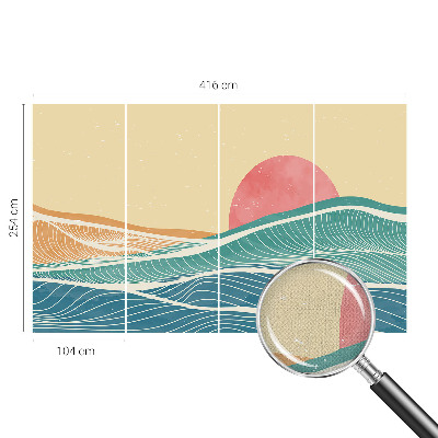 Papel mural texturado decorativo con diseño de olas del mar