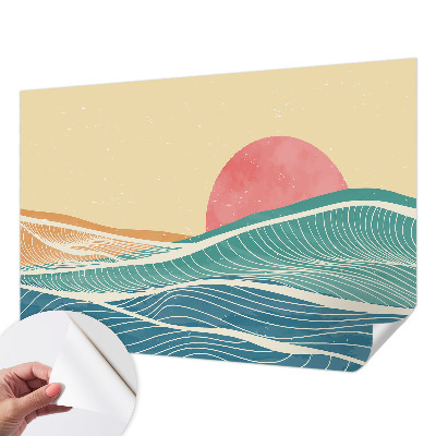 Papel mural texturado decorativo con diseño de olas del mar