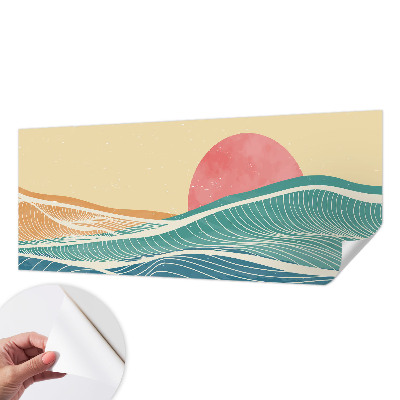 Papel mural texturado decorativo con diseño de olas del mar