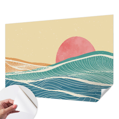 Papel mural texturado decorativo con diseño de olas del mar