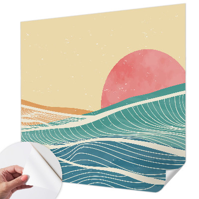 Papel mural texturado decorativo con diseño de olas del mar