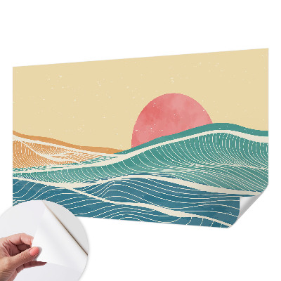 Papel mural texturado decorativo con diseño de olas del mar