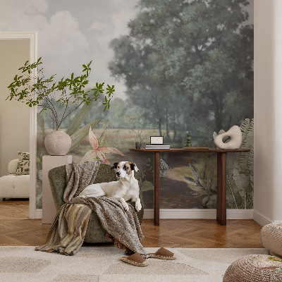 Papel mural con patrón decorativo Paisaje exótico