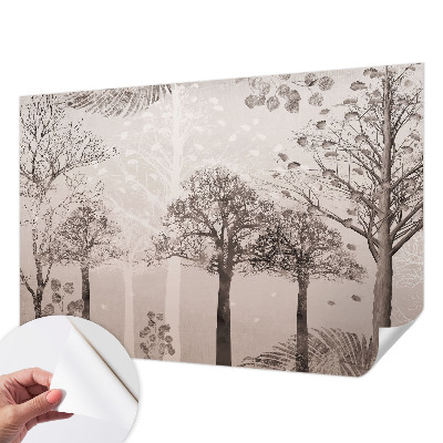 Papel mural texturado decorativo con diseño de árboles delicados