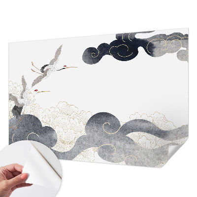 Papel mural con patrón decorativo Grullas en vuelo